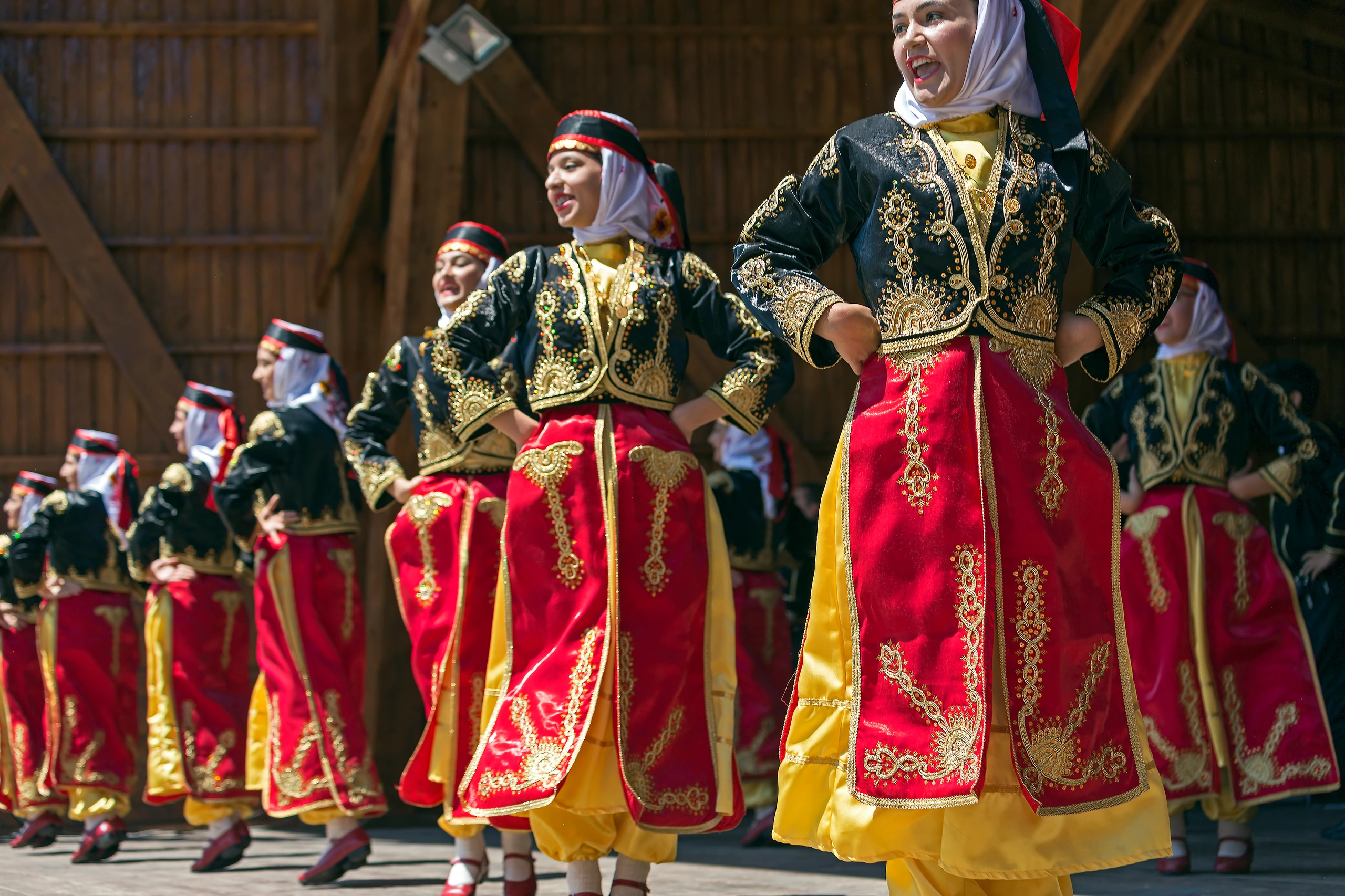 Turkiska dansare i traditionella kostymer, Turkiet