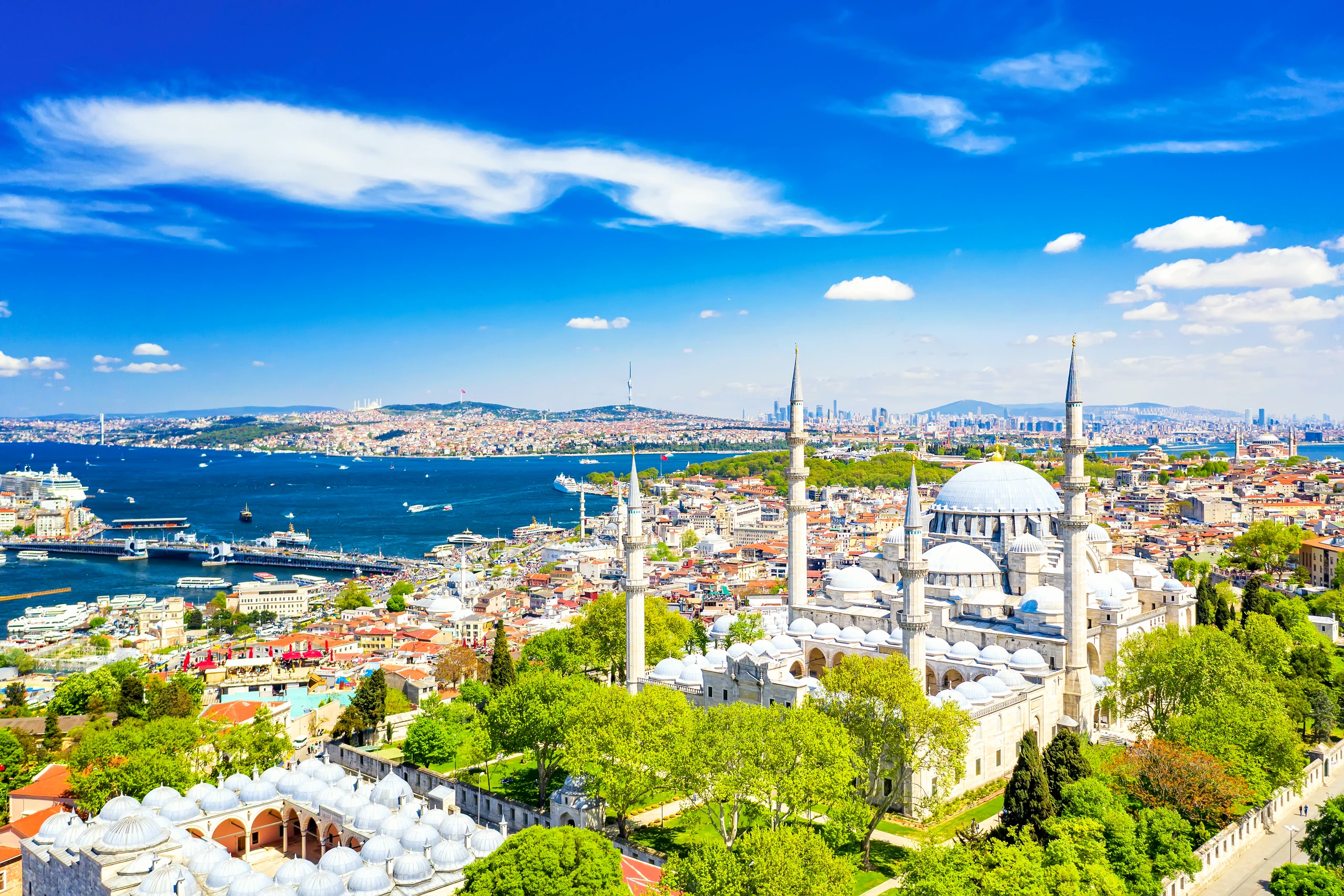 Flygfoto av Suleymaniye moské i Istanbul, Turkiet