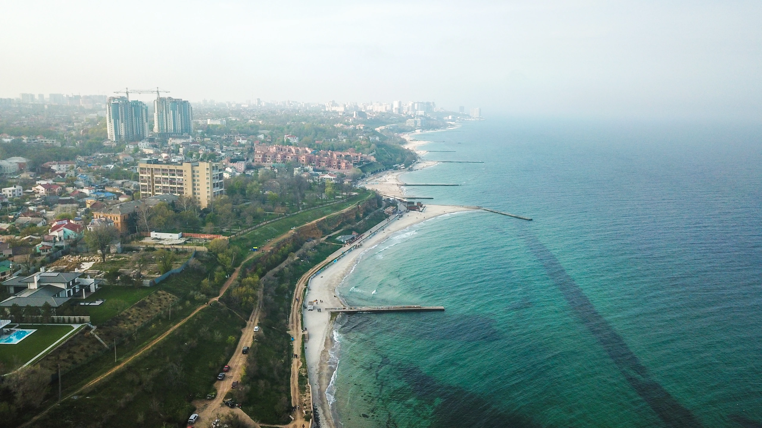 Utsikt över Odessa från drönare, Ukraina