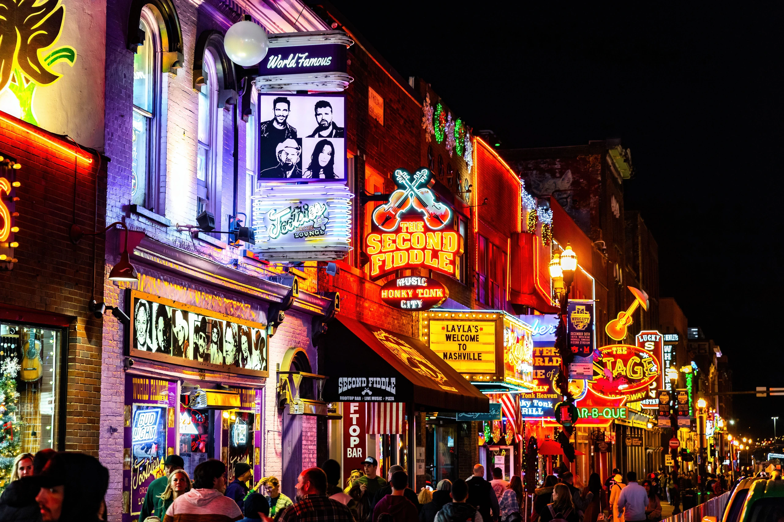 Neonskyltar på Beale Street, Nashville, USA