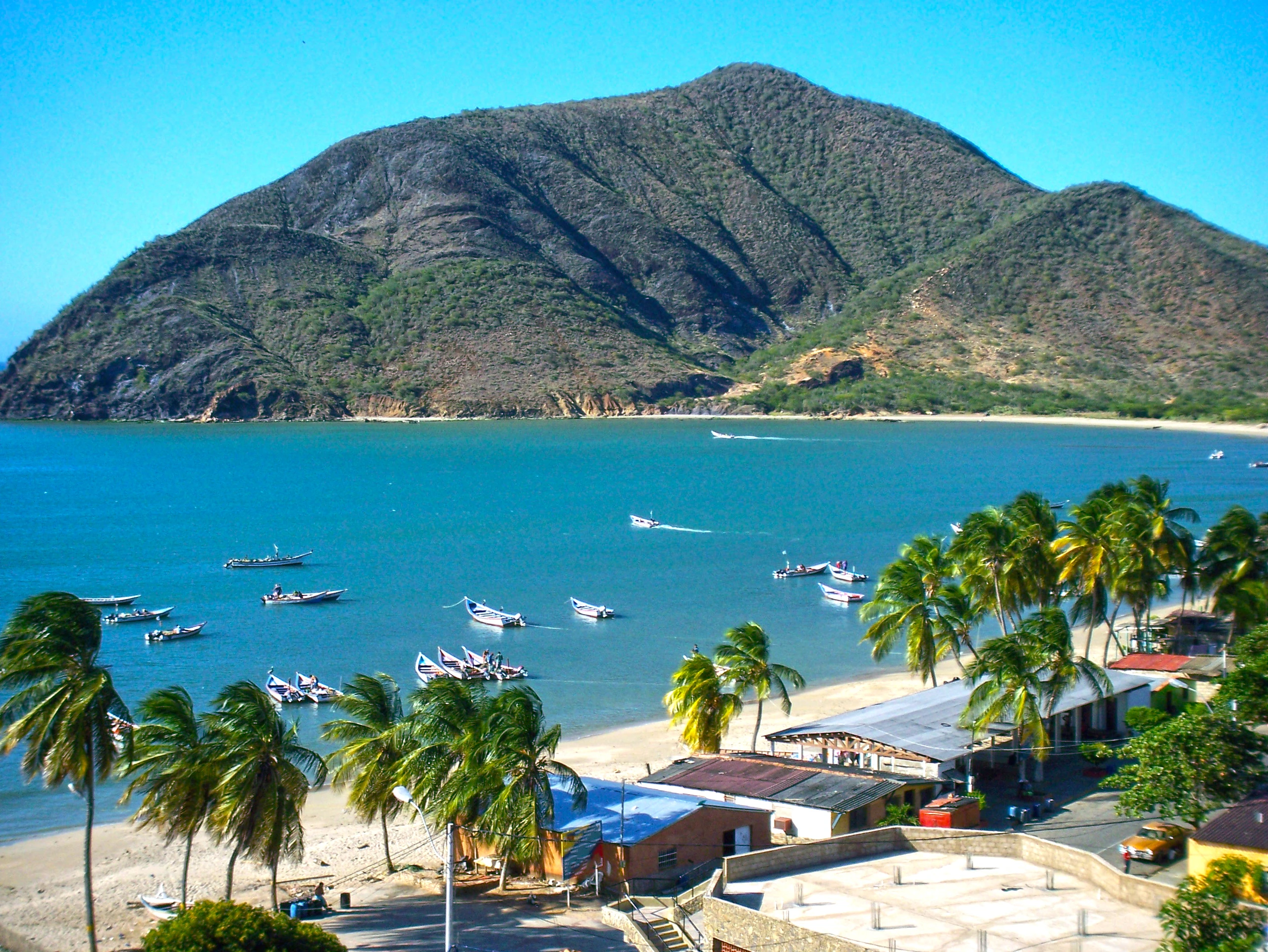 Typisk fiskeby på Margarita Island, Venezuela